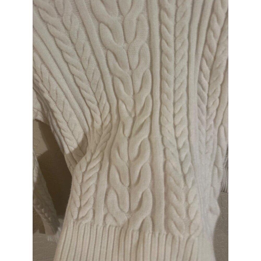 Philosophy Ivory Crewneck Winter Cable Knit Fisherman Sweater - Picture 5 of 8